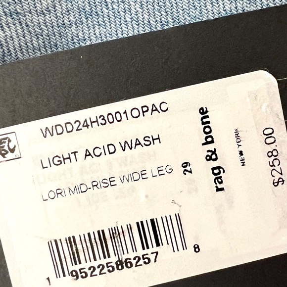 RAG & BONE Lori Mid-Rise Wide Leg Jean in Light acid Wash - NWT! - 29 - Picture 6 of 12